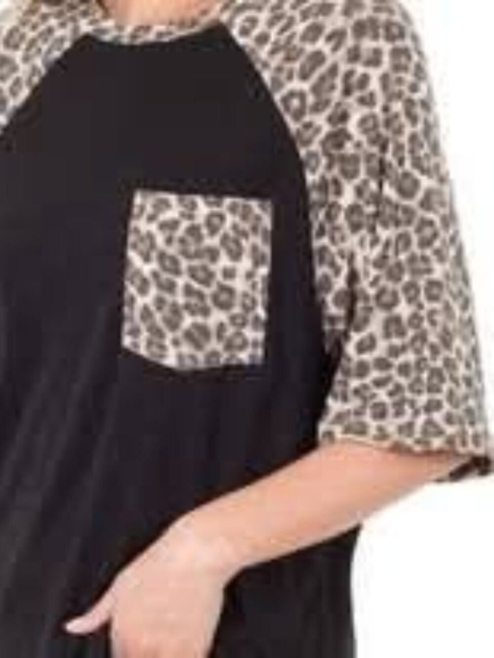 Black Leopard Pocket and Sleeve Tops